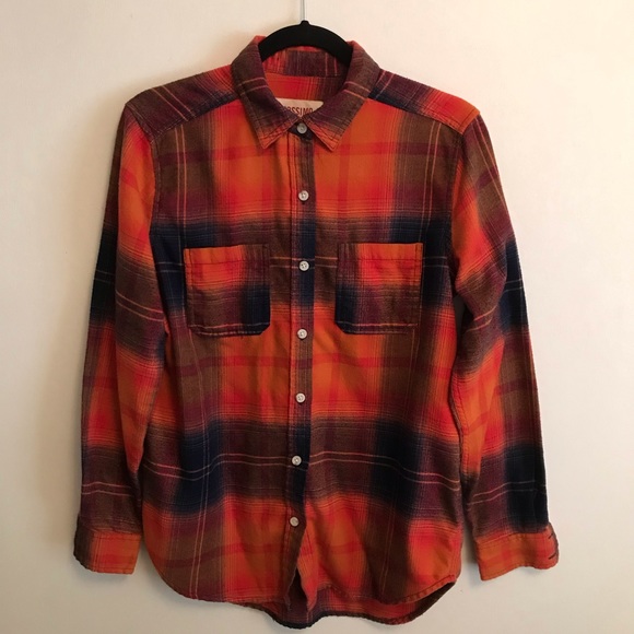 Tops - Mossimo Flannel orange plaid button down small